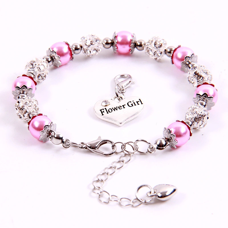 Flower Girl Bracelet Beaded Bracelet Hand Chain Beaded Chain Charm Bracelet Flower Girl Hand Jewelry