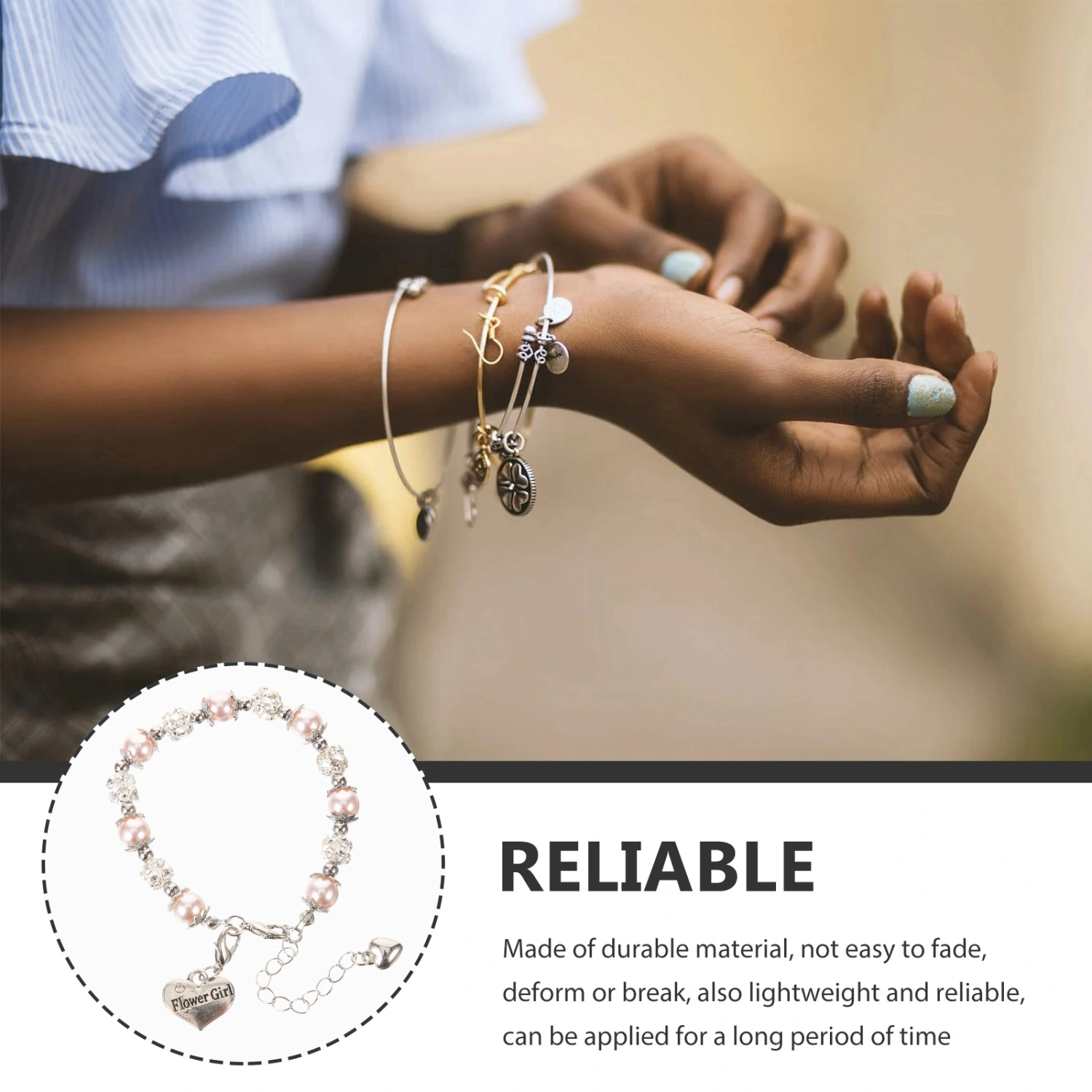 Flower Girl Bracelet Beaded Bracelet Hand Chain Beaded Chain Charm Bracelet Flower Girl Hand Jewelry