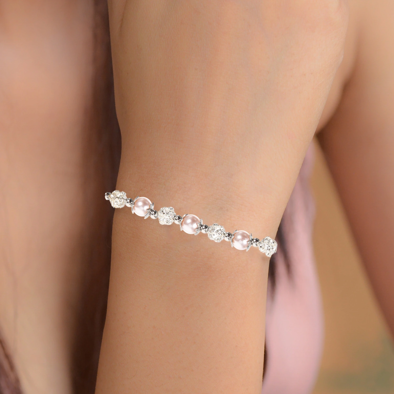 Flower Girl Bracelet Beaded Bracelet Hand Chain Beaded Chain Charm Bracelet Flower Girl Hand Jewelry