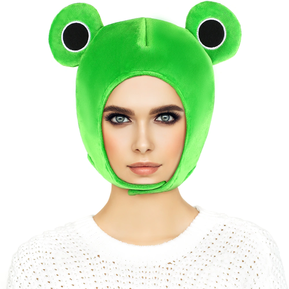 Frog Hat Plush Scarf Cap Earflap Ear Protective Full Headgear Novelty Party Dress up Cosplay Costume Accessory