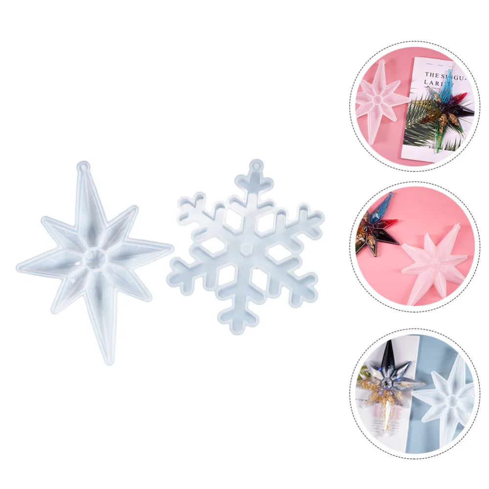 2 Pcs Snowflake Hanging Pendant Mold DIY Octagonal Star Hanging Ornament Mold