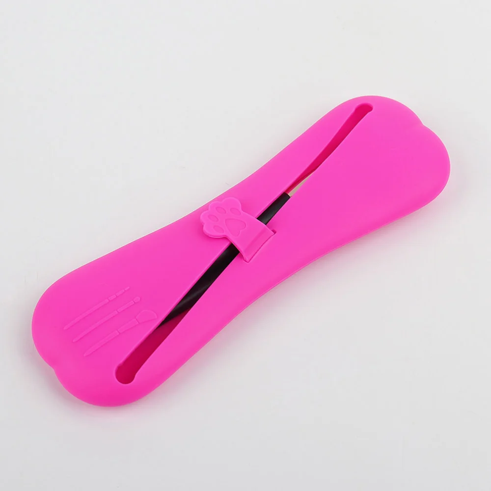 Silicone Makeup Brush Holder Cosmetic Brush Eyebrow Pencil Storage Case for Travel