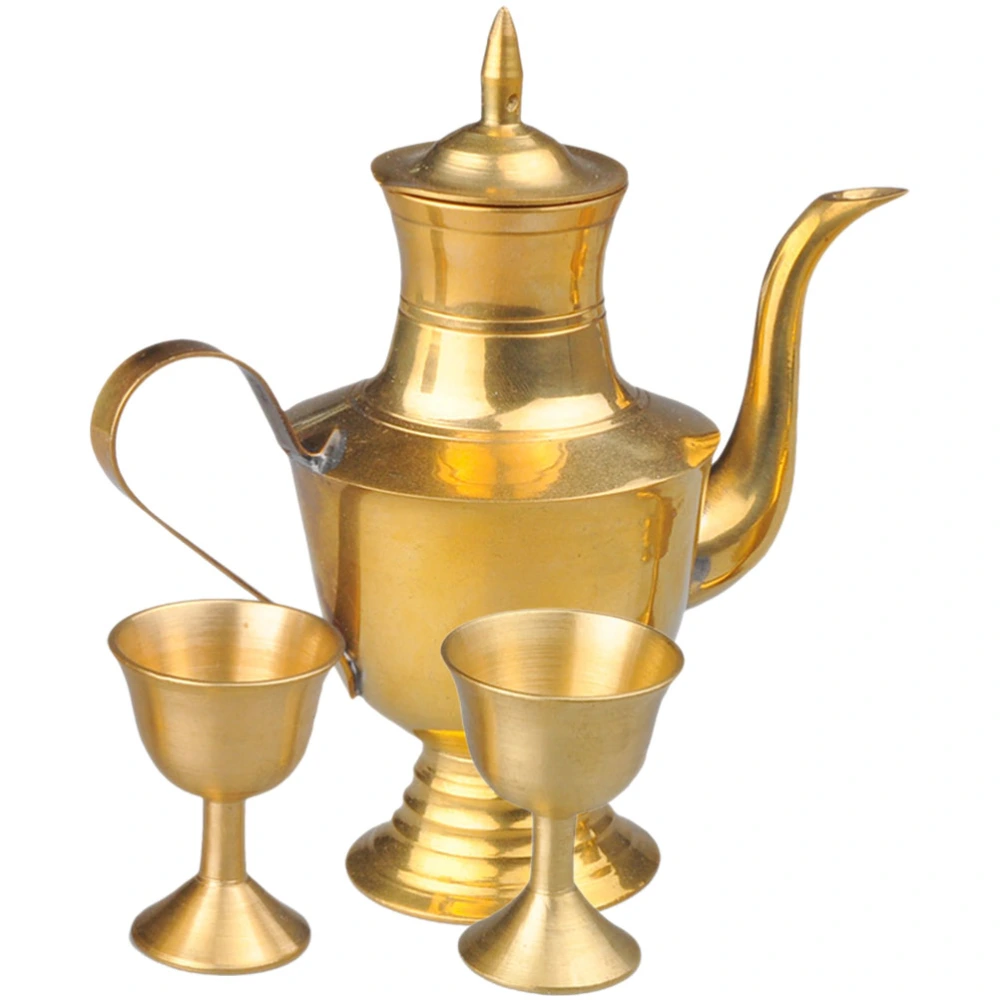 1 Set  Pure Copper Pitcher Retro Liquor Cup for Buddhism Consecration Home Decoration