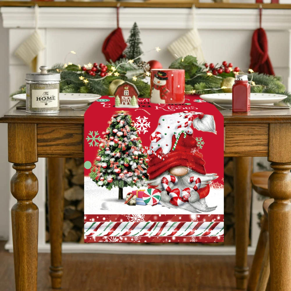 Christmas Table Runner Xmas Style Printing Table Cloth Party Decoration