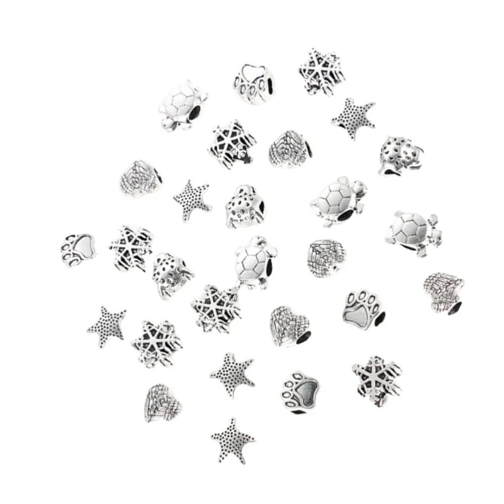 120pcs DIY Alloy Pendants Charms DIY Spacer Mixed Bead Jewelry Making Accessory for Necklace Bracelet Silver