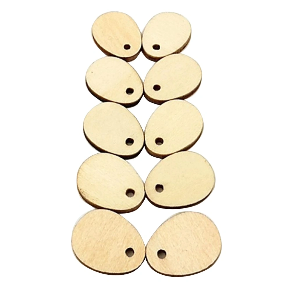 100PCS 40MM Decorative Wood Chips with Hole Egg Shape Painted Decoration for Craft DIY Log Wood Pieces