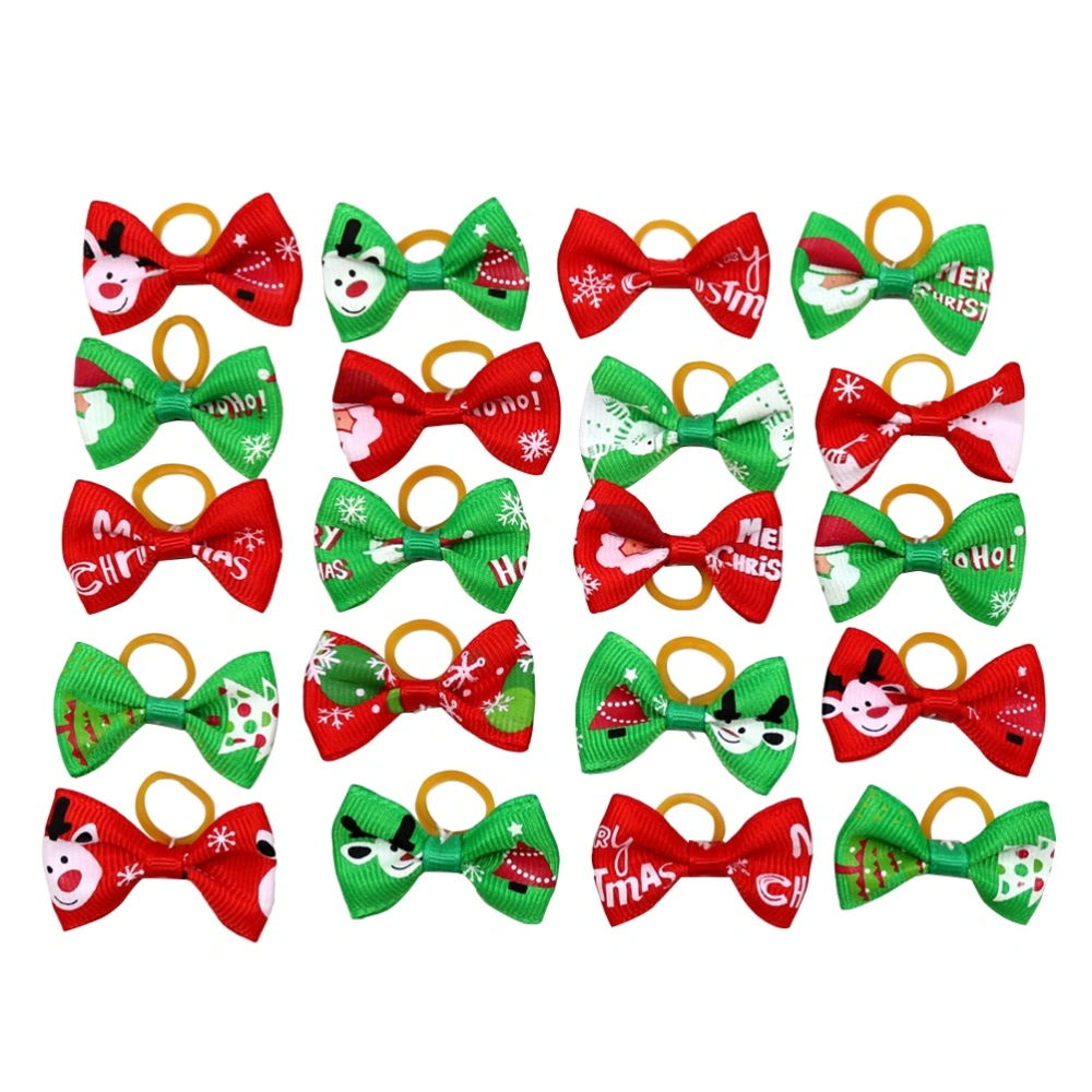 40pcs Bowknot Pet Hair Band Adorable Hair Band Christmas Hair Tie Cloth Hair Accessory for Cat Dog (Mixed Style)