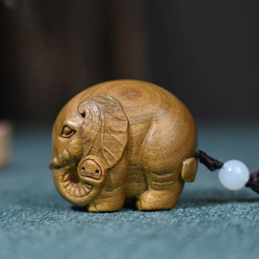 Lovely Elephant Wooden Mobile Phone Pendant Key Chain Pendant Hanging Pendant