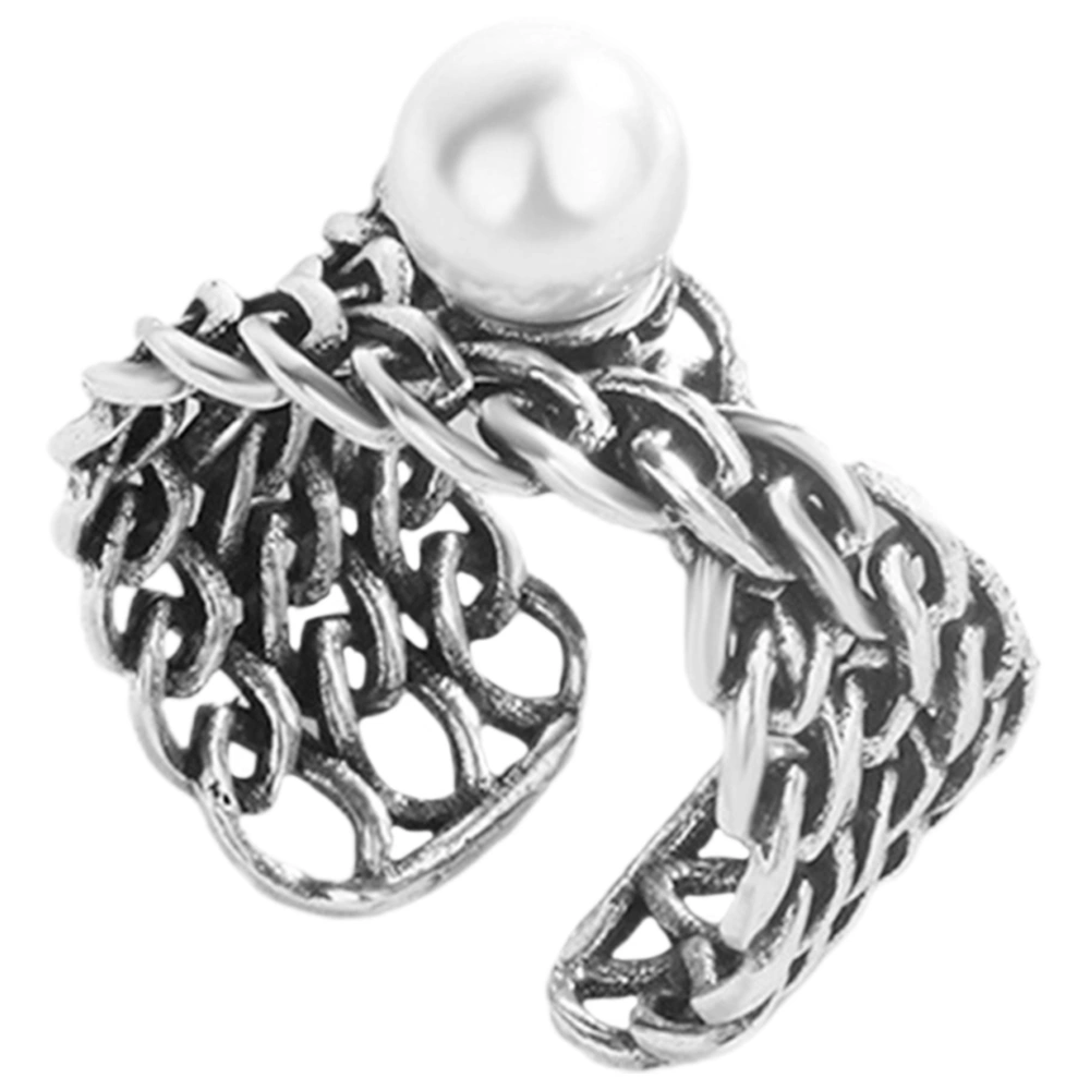 Women Ring Pearl Finger Ring Statement Finger Ring Jewelry Adjustable Ring for Teen Girls