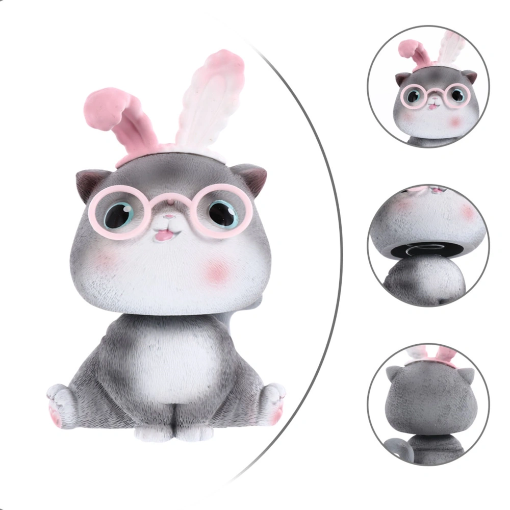 1pc Lovely Desktop Cat Ornament Resin Cat Decor Spring Toy Car Adornment Random Style