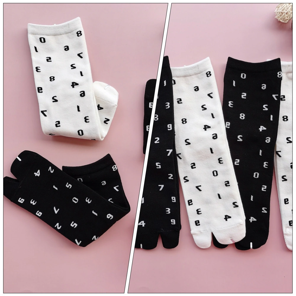 1Pair Lovely Split Toe Socks Toe Separating Couple's Socks Pure Cotton Socks