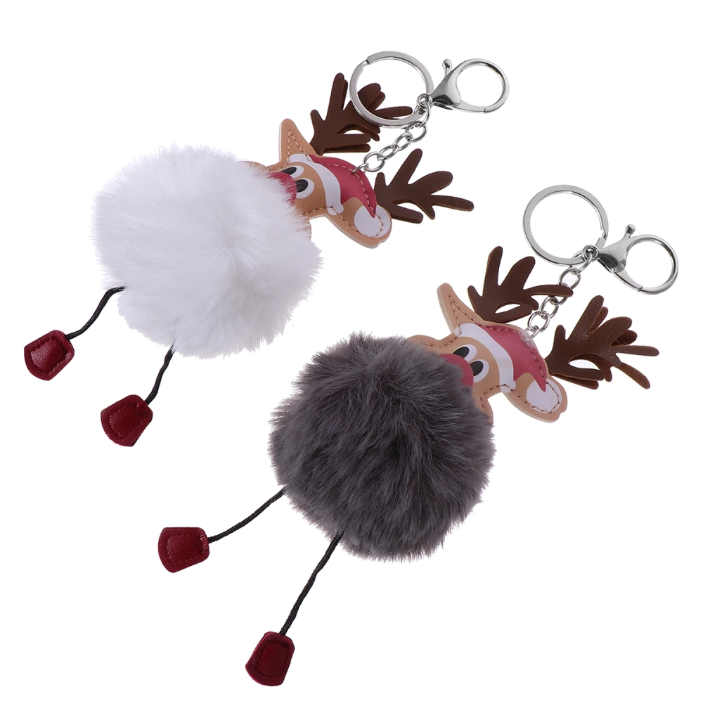 2Pcs Reindeer Keychain Pendant Women Bags Decoration Accessories Christmas Gifts