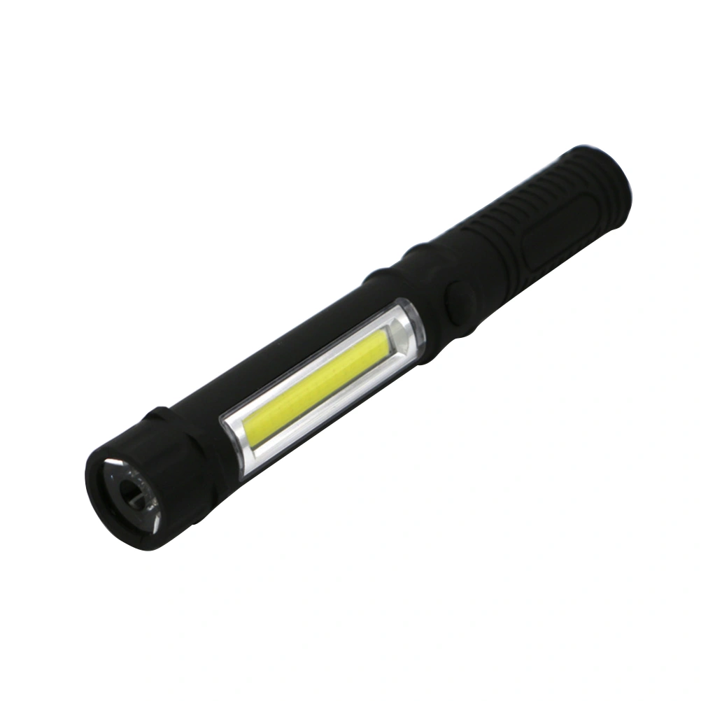Multifunction COB LED Work Light Mini Pen Inspection Repair Flashlight Torch with Magnetic Base and Clip (Black)