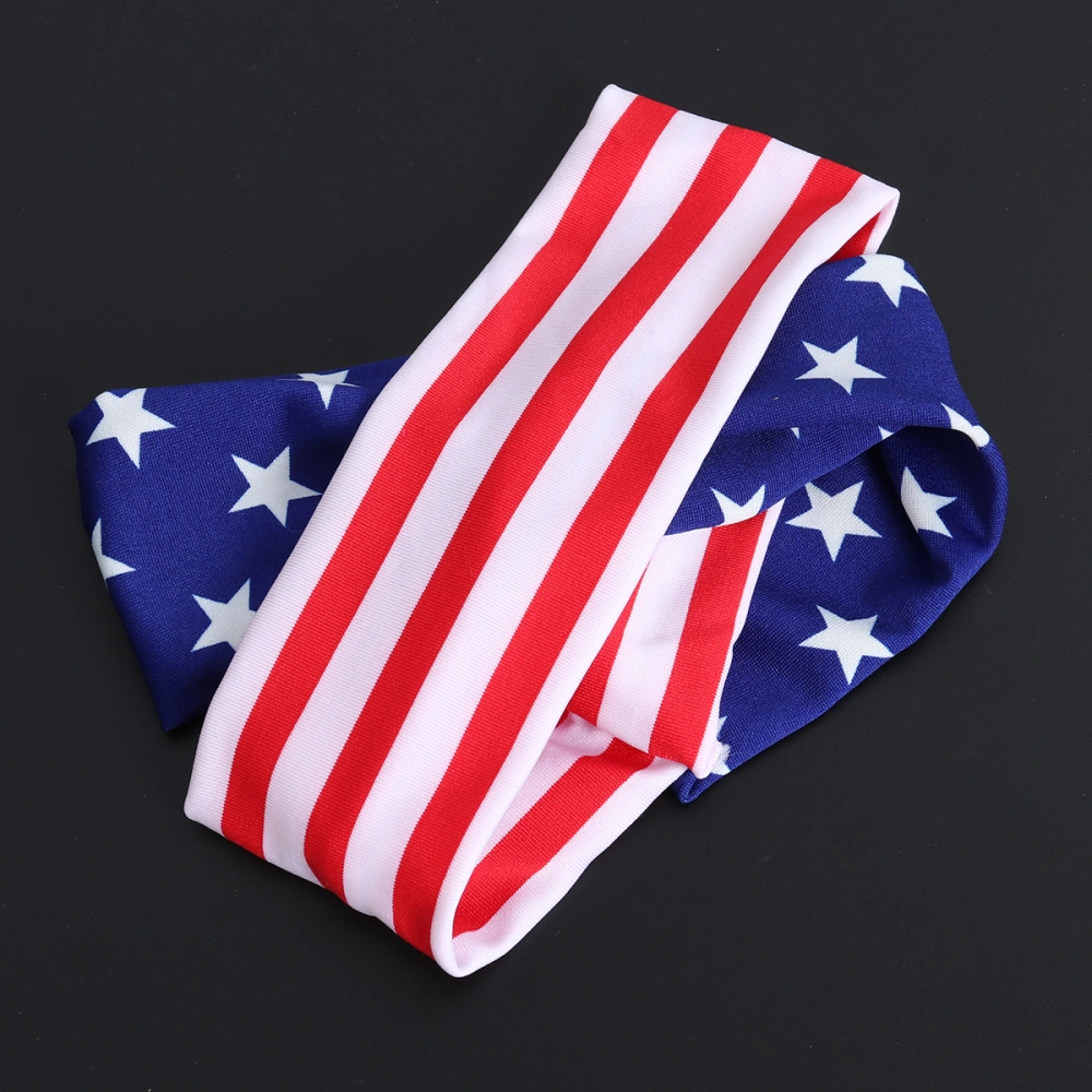 2Pcs America Flag Pattern Headbands USA Flag Elastic Head Wrap Turban Headdress for Patriotic Event (Assorted Color)