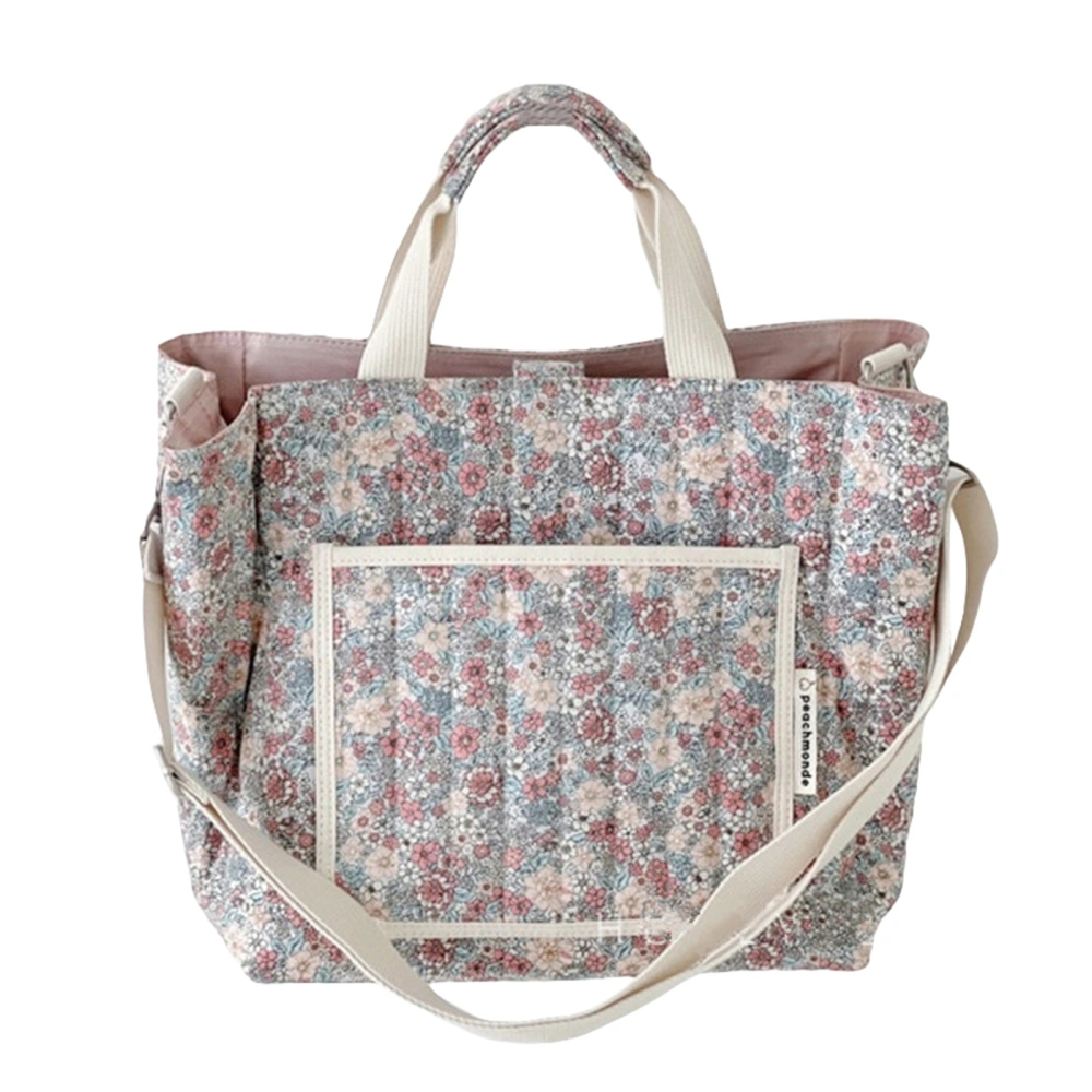 Portable Baby Diaper Handbag, Flower Print Lightweight Mommy Bags