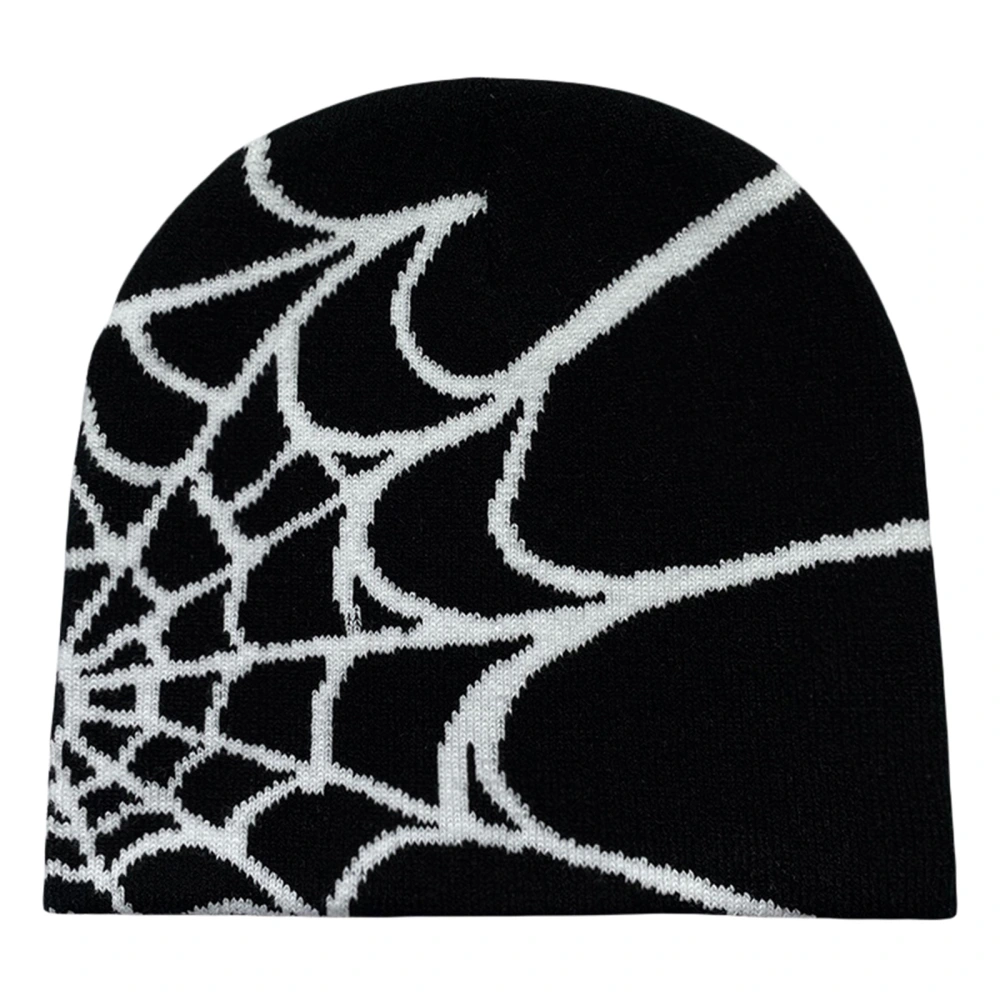 Women Men Winter Hat Spider Web Prints Knitted Beanies Warm Skull Caps