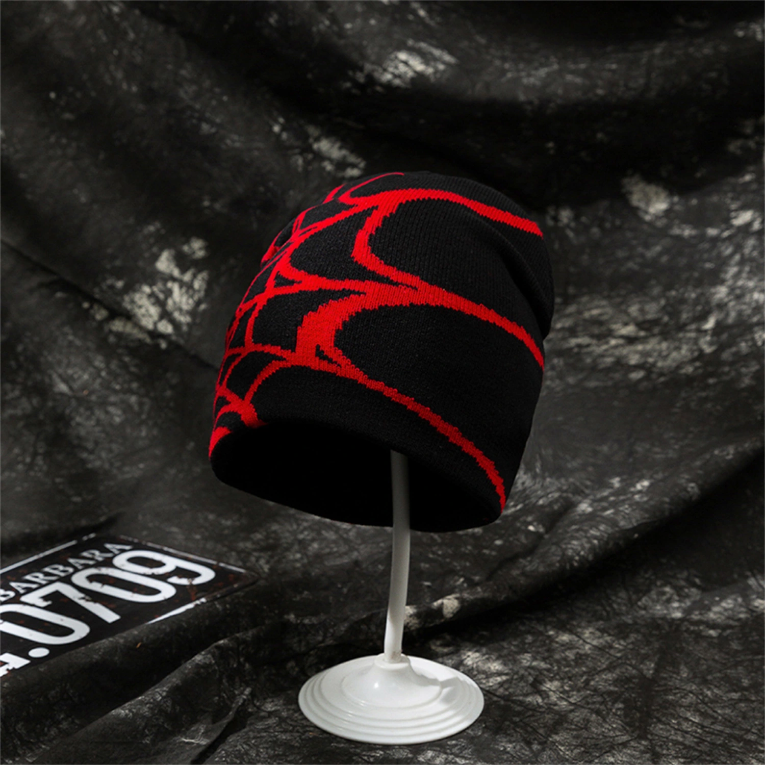 Women Men Winter Hat Spider Web Prints Knitted Beanies Warm Skull Caps