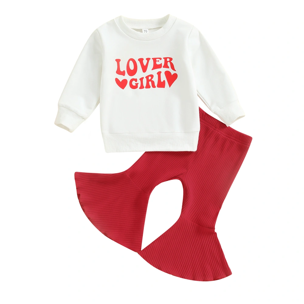 Toddler Girls 2 Piece Outfits Letter Print Sweatshirt and Flare Pants