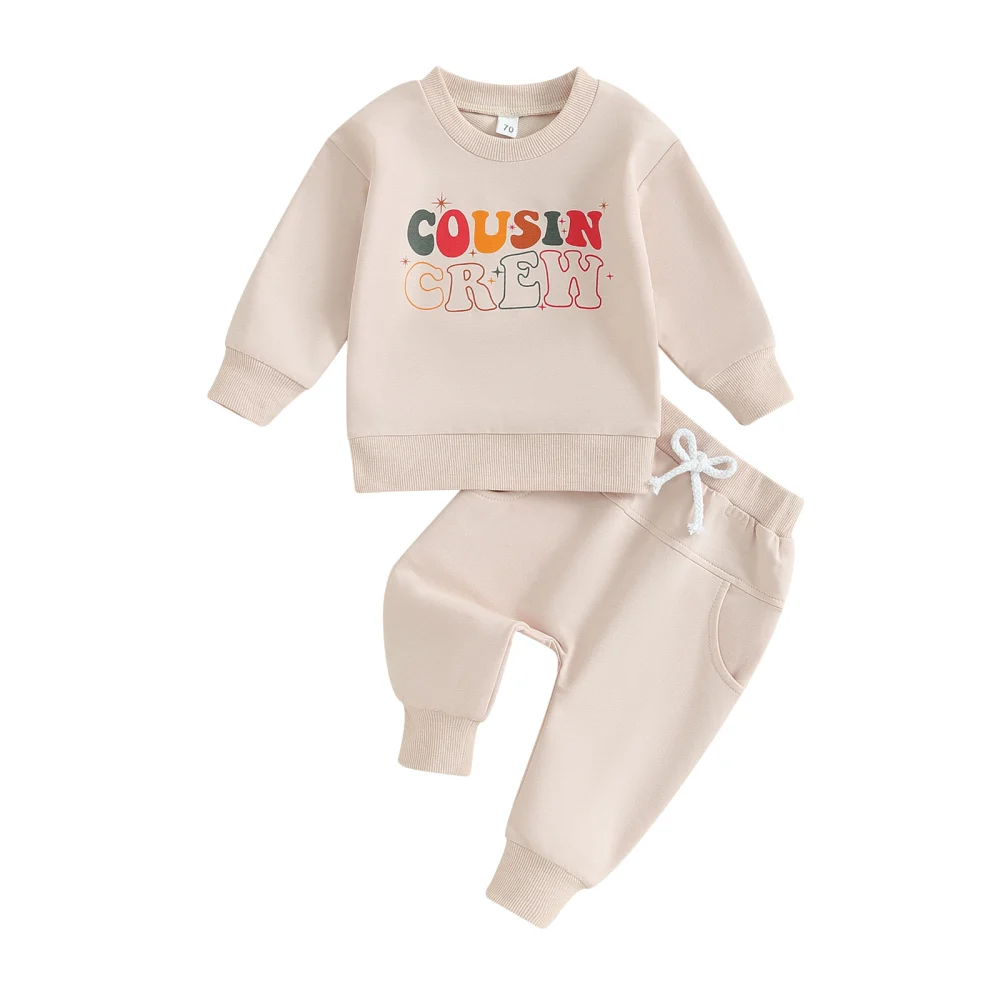 Baby 2 Piece Cute Outfit Letter Print Sweatshirt and Elastic Pants Set