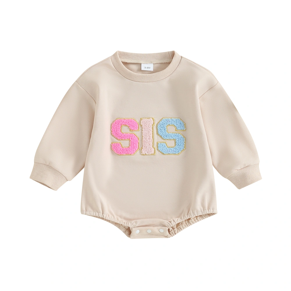 Baby Girls Sweatshirt Romper Letter Embroidery Long Sleeve Jumpsuits