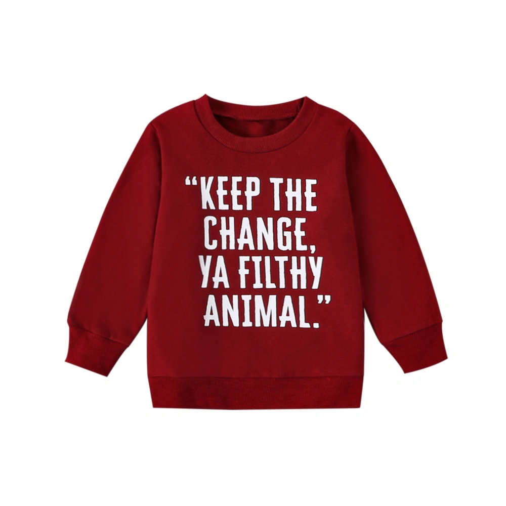 Girls Boys Christmas Long Sleeve Crewneck Letter Print Pullover  