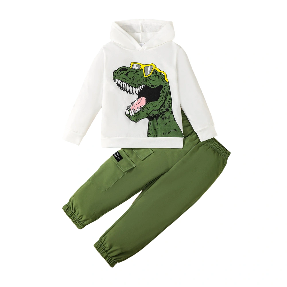 Boy Autumn Clothes Dinosaur Pattern Long Sleeve Hoodie Cargo Pants