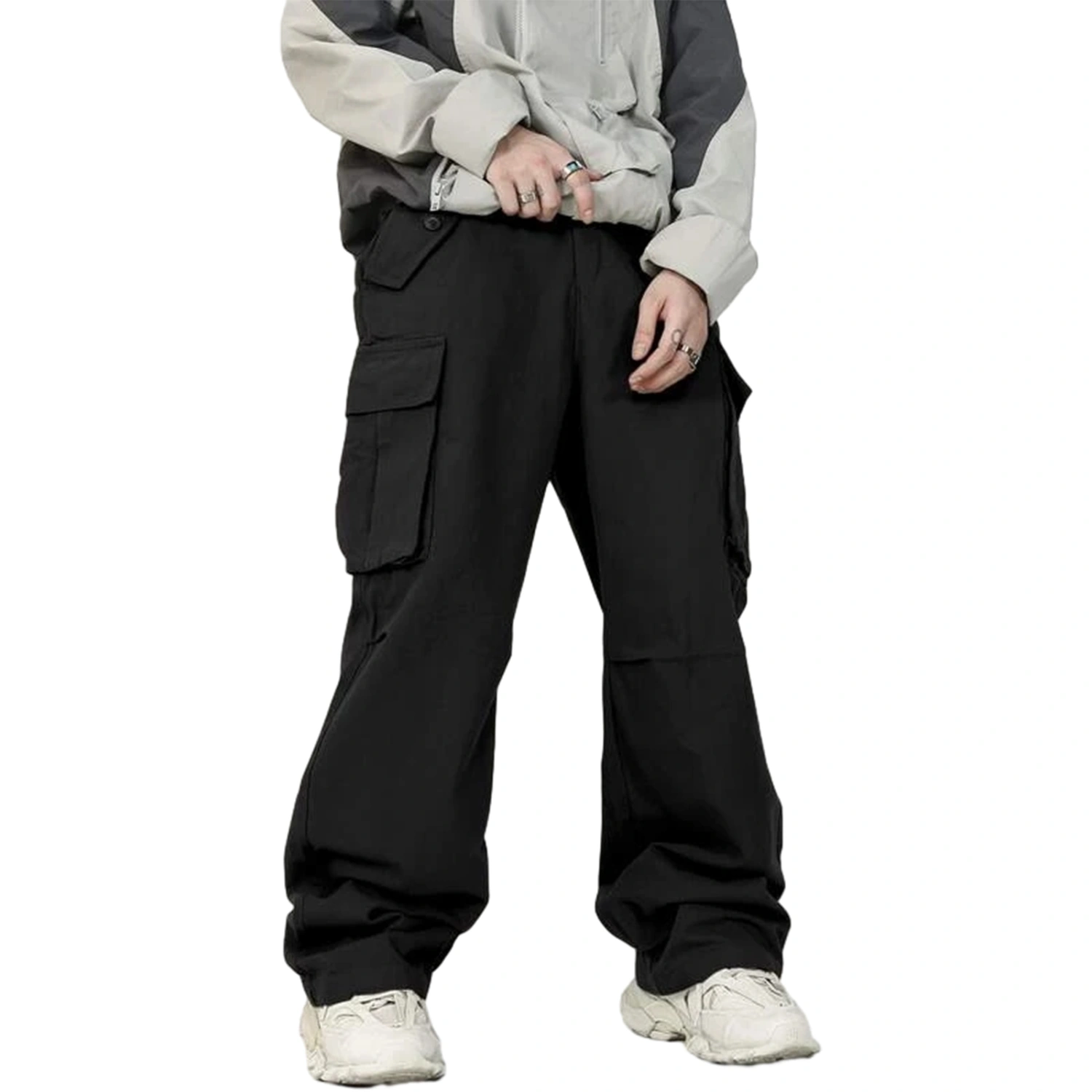 Men Baggy Cargo Pants with Pockets Loose Elastic Jogger Sweatpants 