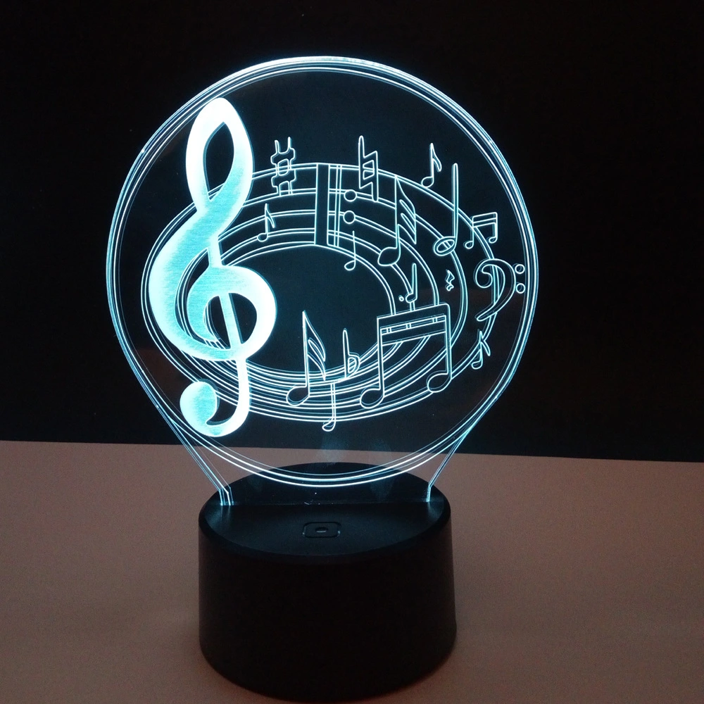 3d Stereo Lamp Creative Table Lamp Musical Note 3D Night