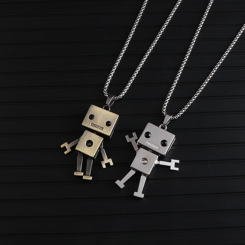 Pendant Square Robot Couple Accessories Necklace