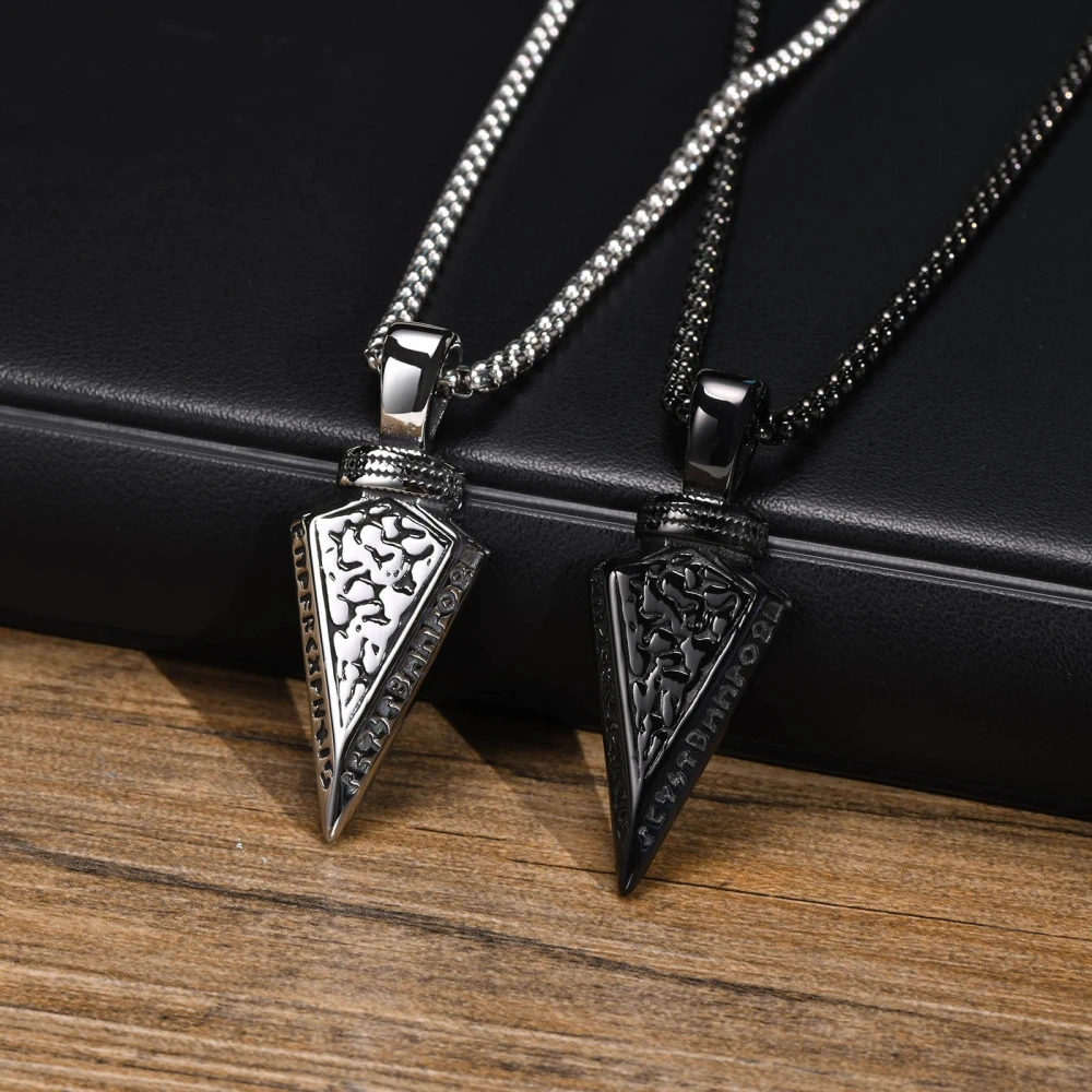 Stainless Steel Viking Arrow Pendant Men's Necklace Hip Hop