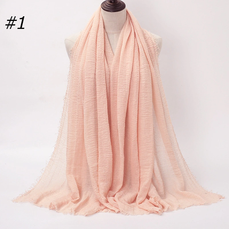 Single Color Crumpled Fashion Women's Long Burrs Malaysia Scarf Shawl