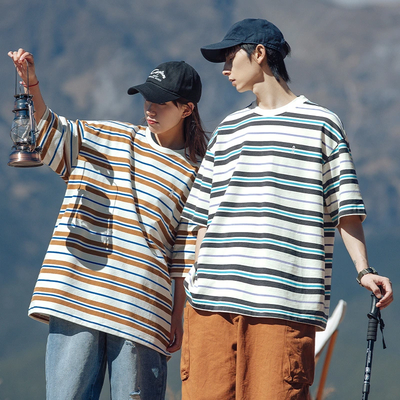 Men's Summer New Hong Kong Style Fashion Brand Loose Embroidered Couple Short Sleeve