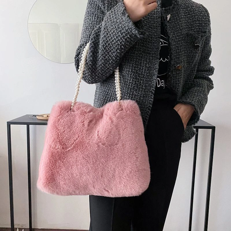 Women's Fashion Plush Pearl Shoulder Bag