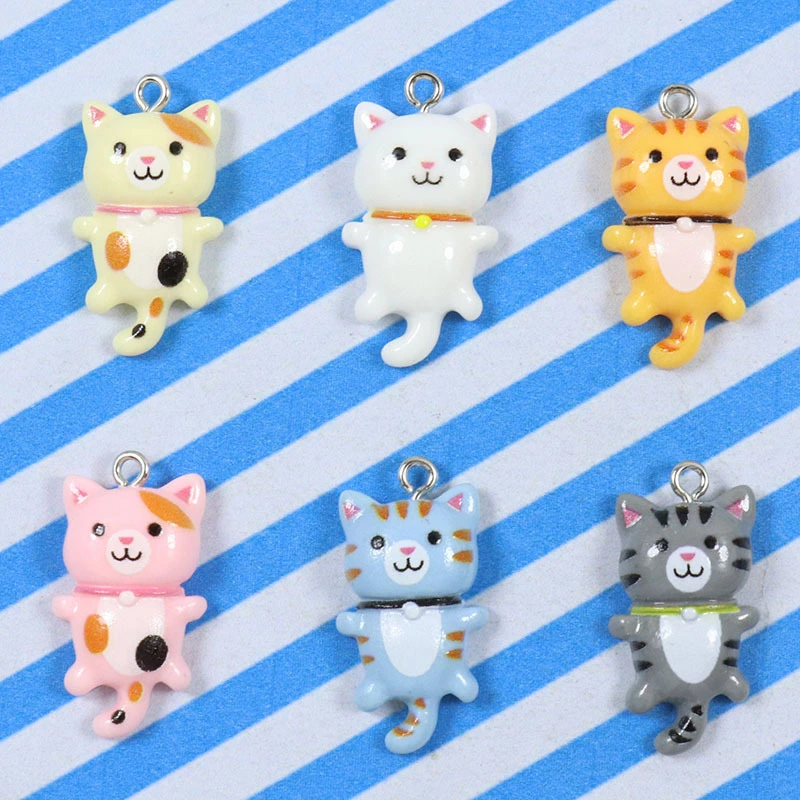 Resin Cartoon Cute Flat Glossy Cat Diy Ornament Accessories