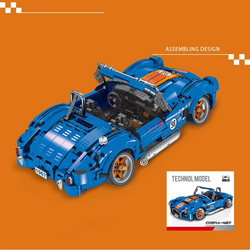 Children Assembling Building Blocks Sports Car Toy