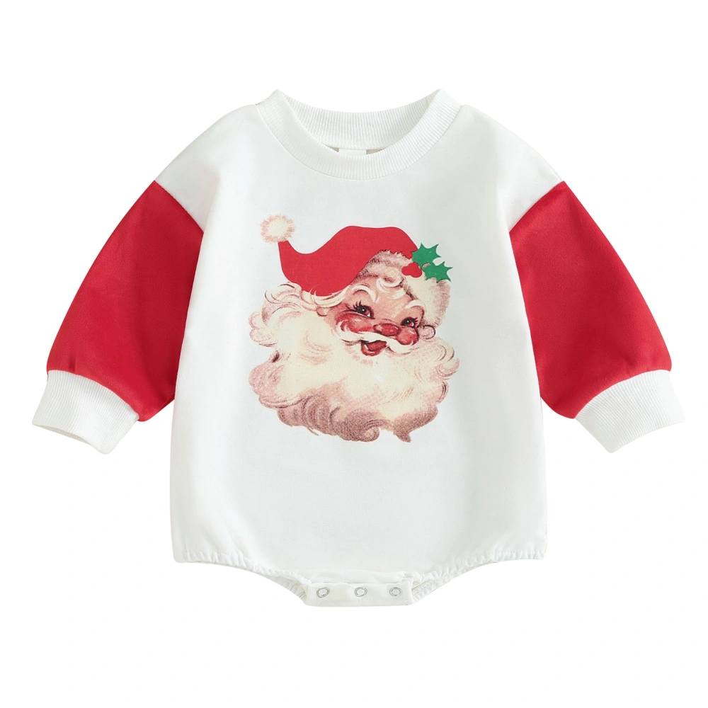 Baby Christmas Romper, Long Sleeve Santa Claus Print Fall Bodysuit