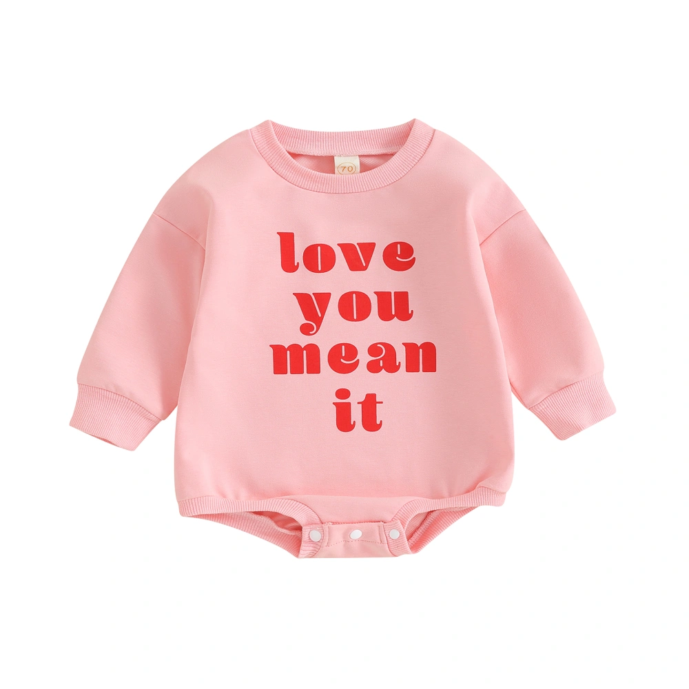 Baby Girl Valentine’s Day Romper Long Sleeve Letter Print Bodysuit