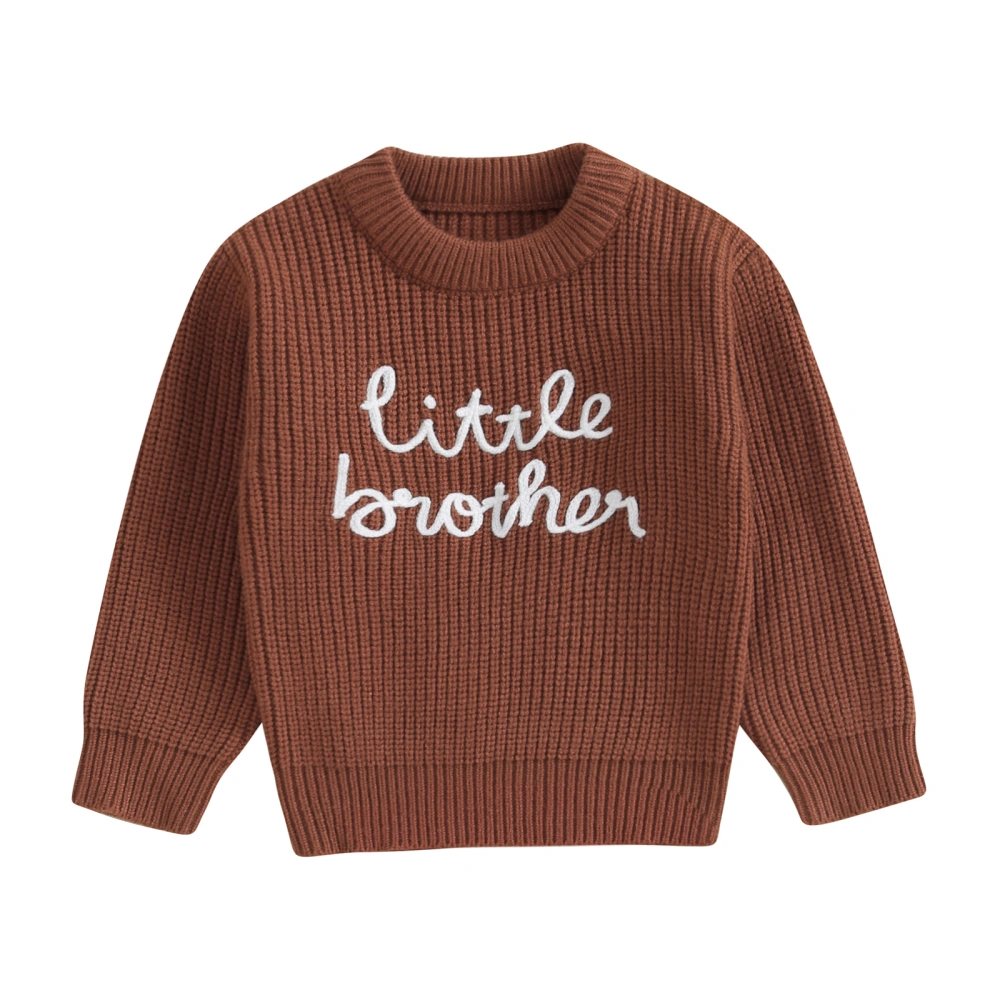 Baby Boy Sweater Letter Embroidery Crew Neck Long Sleeve Pullovers