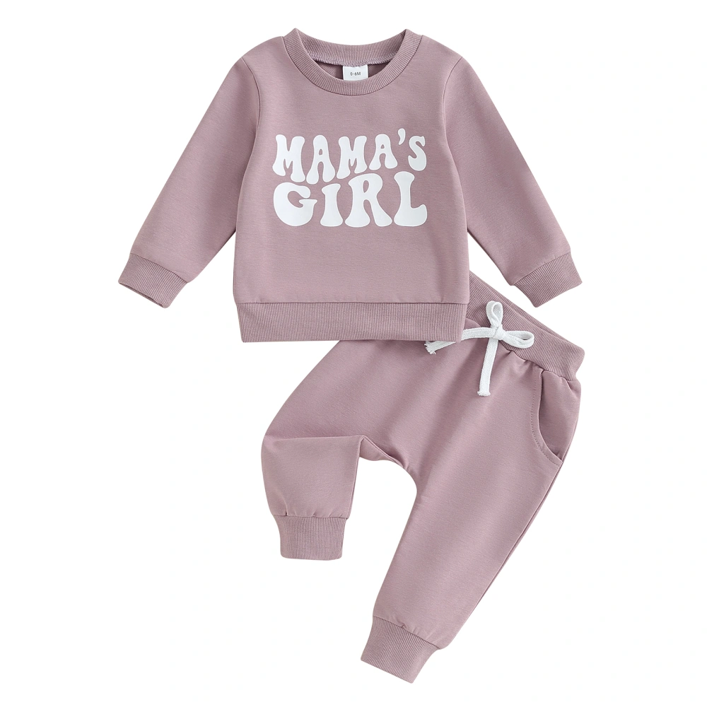 Toddler Girls 2 Piece Outfit Letter Print Sweatshirt and Elastic Pants