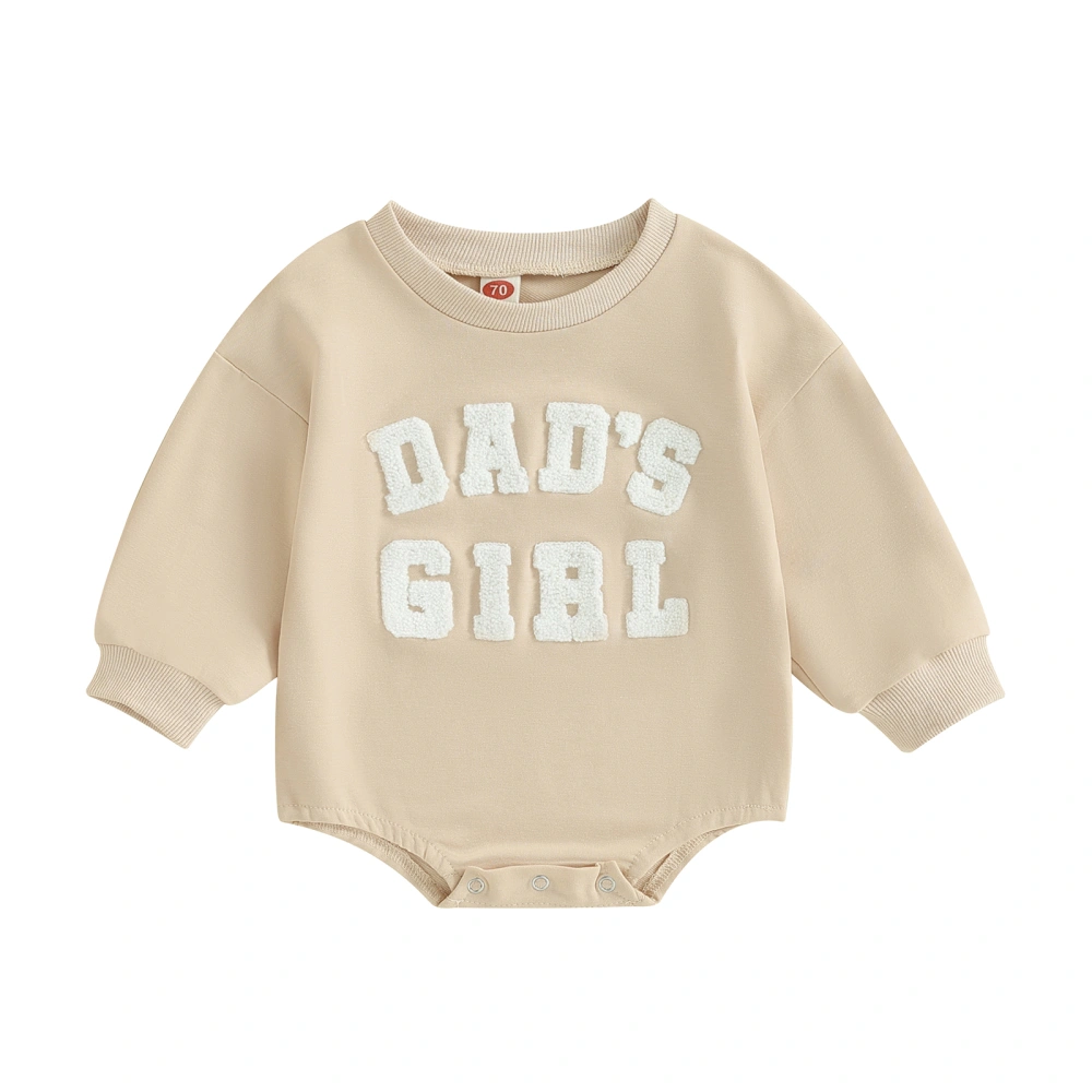 Baby Girl Bubble Romper Long Sleeve Letter Embroidery Newborn Bodysuit