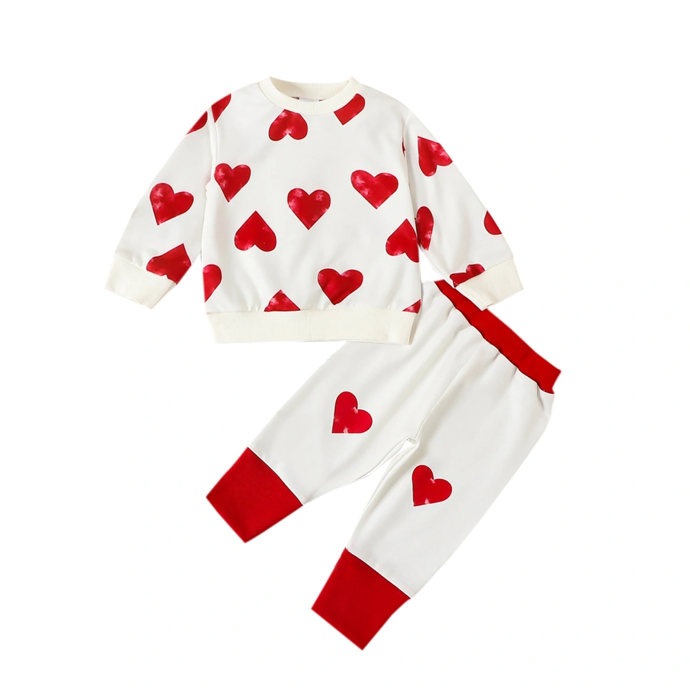 Baby 2Pcs Valentine’s Day Outfits Heart Print Sweatshirt + Pants