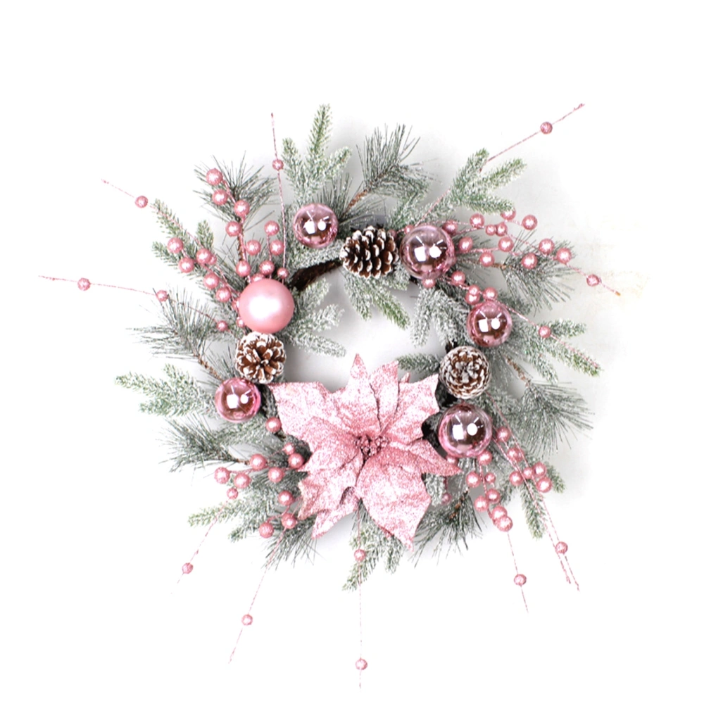 Christmas Wreath Pink Poinsettia Wreath Garland with Ball Ornaments