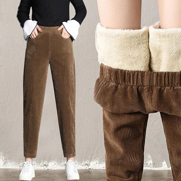 Thick Plush Corduroy Casual Pants Women Warm Autumn and Winter Trousers High Waist Harem Pants