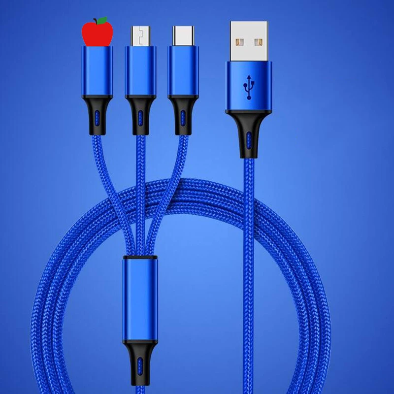 Lengthened 2 3 M Fast Charging Three-in-one Multi-head Charging Cable