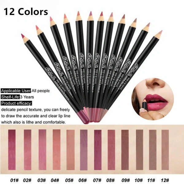 1pcs Matte Black Rod Waterproof Long Lasting Matte Lip Liner Cosmetic Waterproof Lip Gloss Lip Pencil