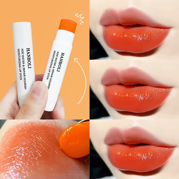 Women Fashion Moisturizing Orange Cream Color Changing Lipstick Makeup Sexy