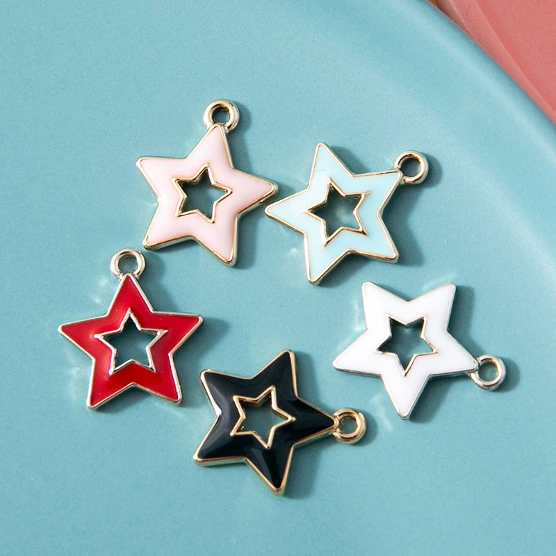 Five-pointed Star Hollow Pendant Bracelet Female Keychain Pendant Alloy Drop Oil Ornament