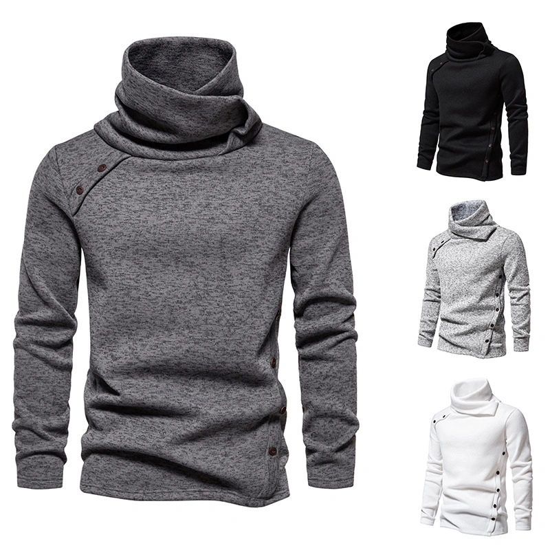 Men's Cascading Collar Sweater Coat Jacquard Pullover Sports Sweater