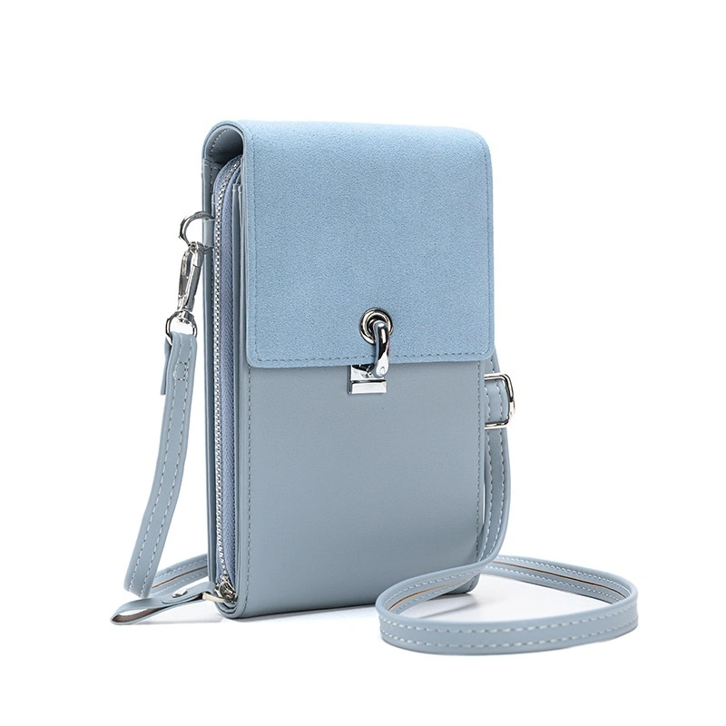 Solid Color Simple Mobile Phone Bag PU One-shoulder Crossbody