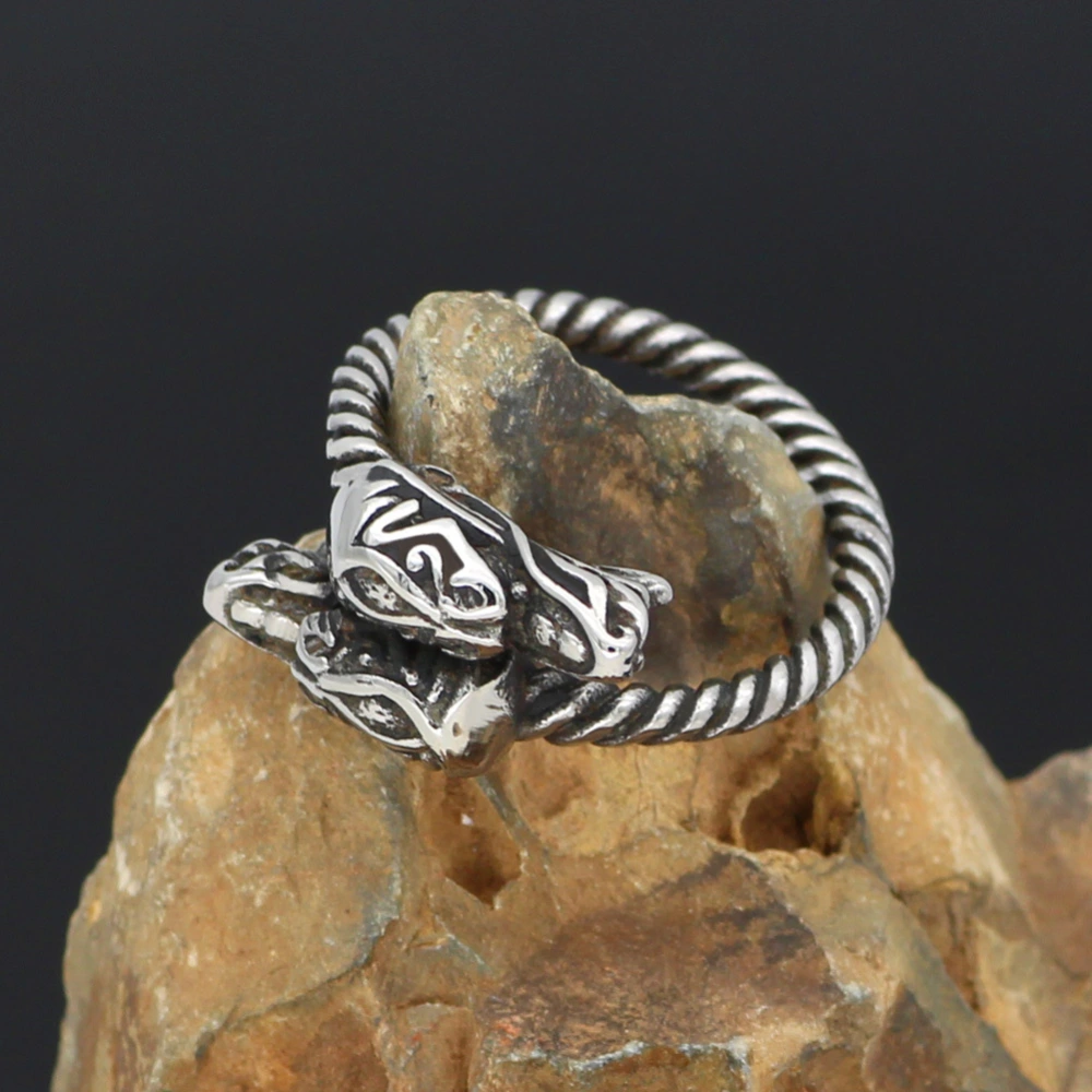 Vintage Viking Poisonous Dragon Ring Titanium Steel Men's Ring